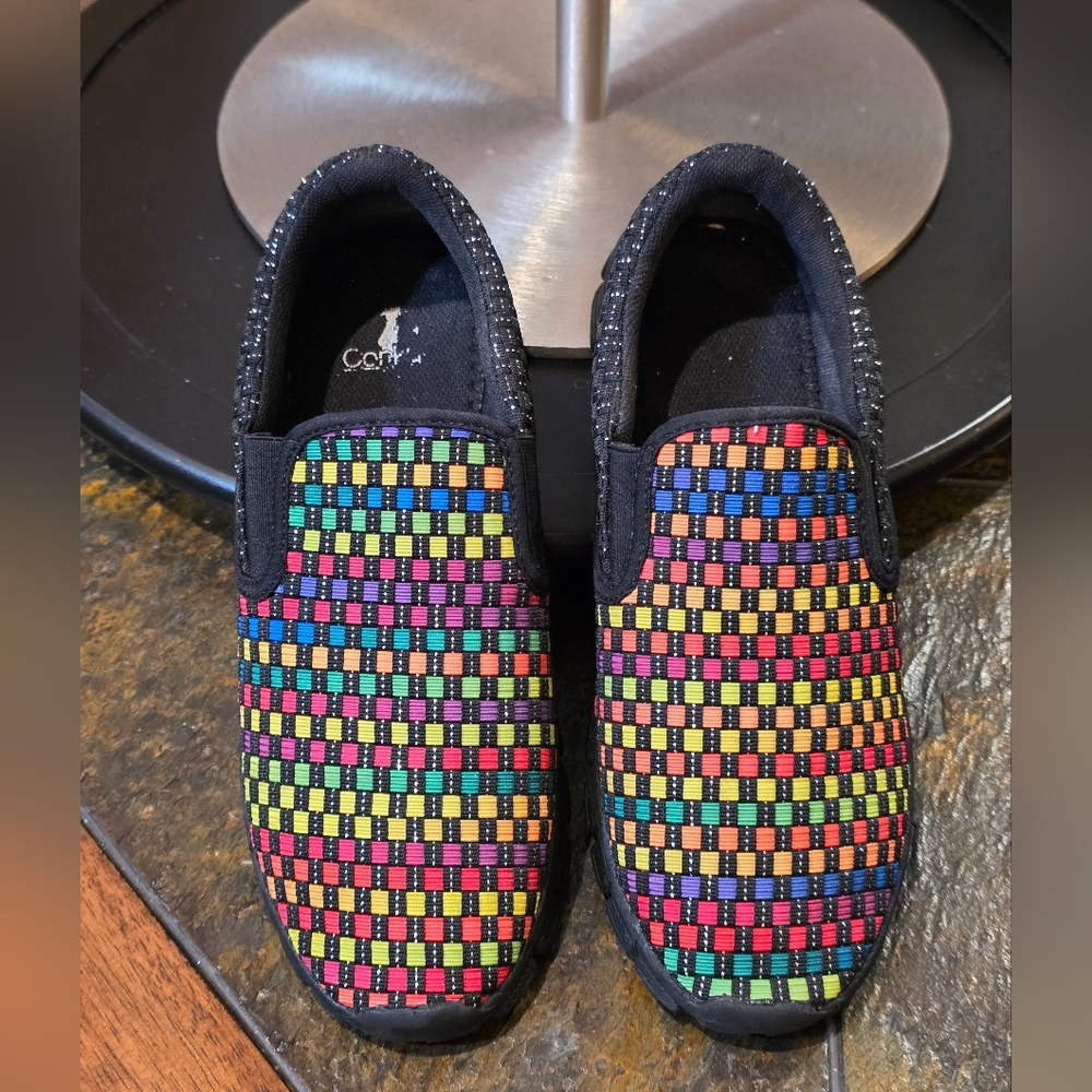 Corkys Featherlite "Double Up" Multi-Colored Woven Slip-On Shoes.  Sz 9 (WMN'S) - Picture 2 of 6